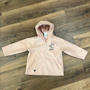 Disney Minnie Mouse Blush Pink girls 2T Raincoat zip up with pockets